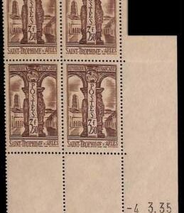 94868b - FRANCE - STAMPS - Yvert # 302 -  block of 4 COIN DATEE architecture