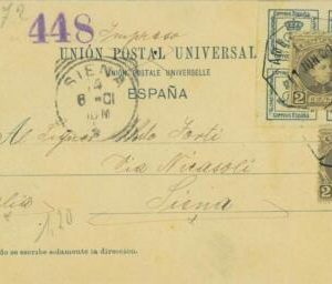 P0655 - SPAIN - POSTAL HISTORY - CADETE -  FRANQUEO inconsueto a ITALIA 1901