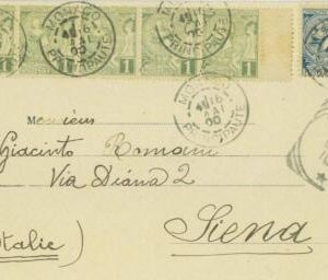 P0652 - MONACO - Postal History - 10 cent rate on POSTCARD to ITALY 1900