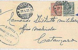 ITALIA REGNO - STORIA POSTALE  - Sass 108 con varieta' dentellatura su BUSTA