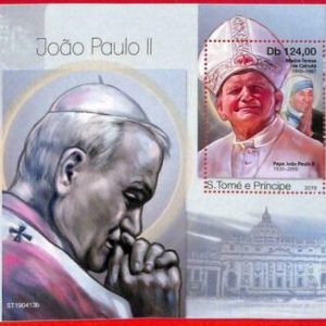 A3186 - SAO TOME & PRINCIPE, ERROR MISSPERF, Souvenir s: 2019, Papa Juan...