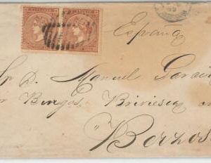 58401 - Spanish ANTILLAS - Postal History - 10 Cents (2) on COVER to SPAIN 1869