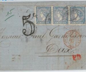 58397  - SPAIN - Postal History - Edifil # 81 (3) on COVER - SAN SEBASTIAN 1866