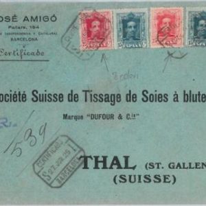 58403 - SPAIN - Postal History - NICE FRANKING on COVER to SWITZERLAND 1925