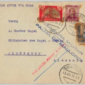 58406 - SPAIN - Postal History - MIXED FRANKING CENSORED COVER Palma de Mallorca