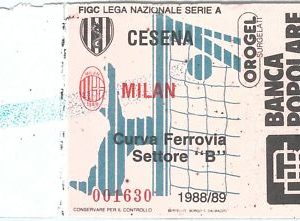 69493 - Vecchio  BIGLIETTO PARTITA CALCIO - 1988 / 1989: CESENA - MILAN