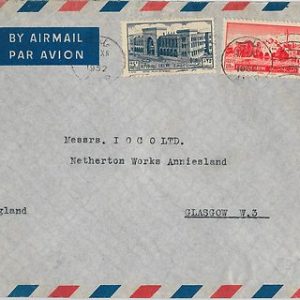 59016 - DAMAS - POSTAL HISTORY:  AIRMAIL  COVER to  GLASGOW  GB  1952