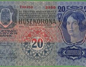 ah1418 - Austria-Hungary -  PAPERMONEY - PIC# 13- 20 Krowns - AU  Uncirculated