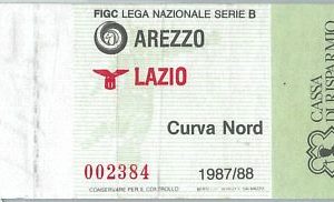 69510 - Vecchio  BIGLIETTO PARTITA CALCIO - 1987 / 1988: AREZZO - LAZIO