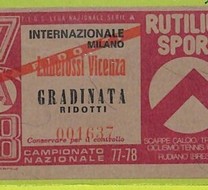 C1889- Vecchio BIGLIETTO PARTITA CALCIO 1977-1978  INTER VS LANEROSSI