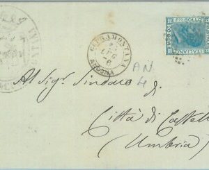 89385 - REGNO - STORIA POSTALE - ANCONA Annullo NUMERALE su BUSTA: Cupramontana