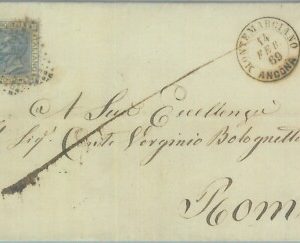 89398 - REGNO - STORIA POSTALE - ANCONA  Annullo NUMERALE su BUSTA Montemarciano