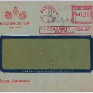 ITALIA REGNO: storia postale -  BUSTA con ANNULLO MECCANICO: SEMENTI Padova 1933