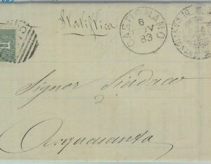 89430 - REGNO - STORIA POSTALE -  Annullo NUMERALE su BUSTA: CASTIGNANO Ascoli