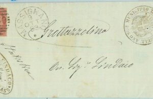 89437 - REGNO - STORIA POSTALE -  Annullo NUMERALE su BUSTA: Massignano 1883
