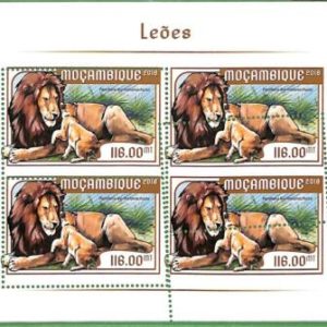 A2269 - MOZAMBIQUE - ERROR: MISPERF, Miniature sheet - 2018, Lions