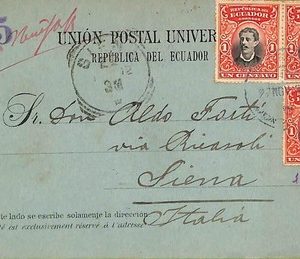 ad6244 - ECUADOR - POSTAL HISTORY -  POSTCARD  to ITALY 1902