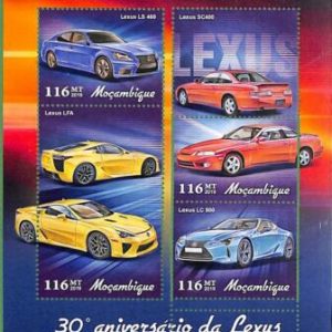 A2275 - MOZAMBIQUE - ERROR: MISPERF, Miniature sheet - 2019, Cars, Lexus, LS 460