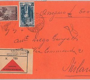 54003 - REPUBBLICA - Storia Postale: DEMOCRATICA + LAVORO su BUSTA CONTRASSEGNO