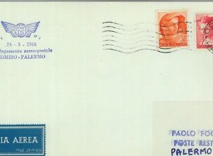 82910 - Storia Postale - PRIMI VOLI - Pellegrini # 633 TA: Comiso / Palermo 1966