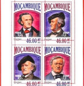 A4204 - MOZAMBIQUE - ERROR MISPERF Miniature sheet: 2013, Music, Richard Wagner