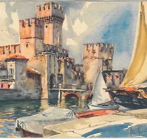 54632 -- CARTOLINA d'Epoca - LAGO di GARDA: SIRMIONE - ILLUSTRATA 1953