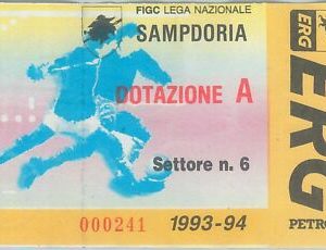 74222 - Vecchio  BIGLIETTO PARTITA CALCIO - 1993 / 1994: SAMPDORIA Dotazione A