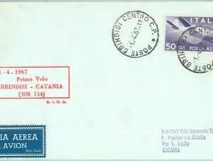 82916 - Storia Postale - PRIMI VOLI - Pellegrini # 661 AD   Brindisi - Catania