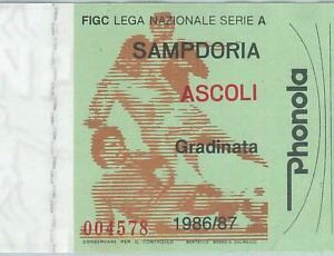 74227 - Vecchio  BIGLIETTO PARTITA CALCIO - 1986 / 1987 : SAMPDORIA - ASCOLI