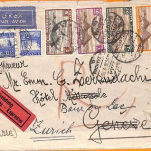 aa0154 -  EGYPT  Switzerland - POSTAL HISTORY - Redirected COVER FRONT 1936