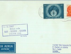 82917 - Storia Postale - PRIMI VOLI - Pellegrini # 661AD  Bari Brindisi Catania