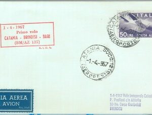 82918 - Storia Postale - PRIMI VOLI - Pellegrini # 662 Catania - Brindisi  Bari
