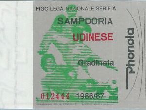 74243 - Vecchio  BIGLIETTO PARTITA CALCIO - 1986 / 1987 : SAMPDORIA - UDINESE