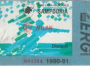 74287  - Vecchio  BIGLIETTO PARTITA CALCIO - 1990 / 1991 : SAMPDORIA - MILAN