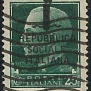 47295  - ITALIA RSI - Sassone 491 USATO  varieta' : Soprastampa spostata in alto