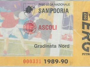 74284 - Vecchio  BIGLIETTO PARTITA CALCIO - 1989 / 1990 : SAMPDORIA - ASCOLI
