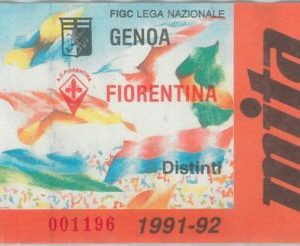 74223 - Vecchio  BIGLIETTO PARTITA CALCIO - 1991 / 1992 : GENOA - FIORENTINA