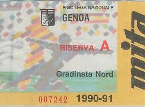 74257 - Vecchio  BIGLIETTO PARTITA CALCIO - 1990 / 1991 : GENOA  Riserva A