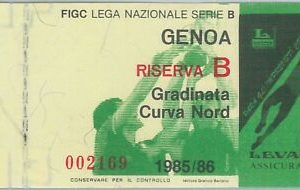 74285 - Vecchio  BIGLIETTO PARTITA CALCIO - 1985 / 1986 : GENOA  Riserva B