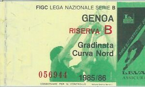 C0003 - Vecchio  BIGLIETTO PARTITA CALCIO - 1985 / 1986 : GENOA  Riserva B