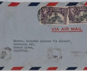 40152 - TRINIDAD & TOBAGO - postal history - AIRMAIL COVER to ARGENTINA 1949