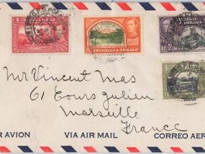 40158 - TRINIDAD & TOBAGO postal history - AIRMAIL COVER to FRANCE 1949