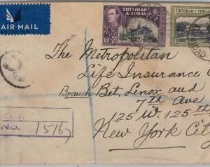40160-TRINIDAD & TOBAGO - POSTAL HISTORY - registered COVER to USA - CENSOR TAPE