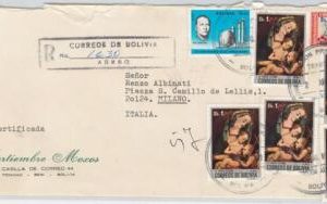 49266 - BOLIVIA - POSTAL HISTORY - MIXED FRANKING on REGISTERED COVER to ITALY