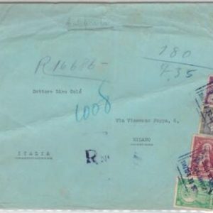 49265 - BOLIVIA - POSTAL HISTORY - REGISTERED COVER to ITALY 1939