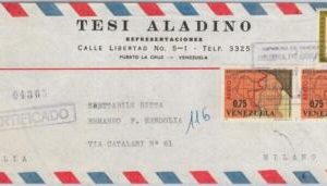 49388 - VENEZUELA - POSTAL HISTORY - REGISTERED AIRMAIL COVER to ITALY 1967 MAPS