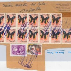 49390 - VENEZUELA - POSTAL HISTORY - COVER CUT-OUT - Kennedy BUTTERFLIES 1966