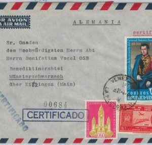 50305 - VENEZUELA - POSTAL HISTORY: REGISTERED AIRMAIL COVER to GERMANY 1961