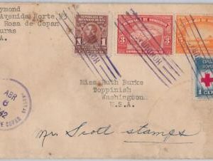 47999 - HONDURAS - POSTAL HISTORY - COVER to USA 1942 - CENSOR TAPE Red Cross