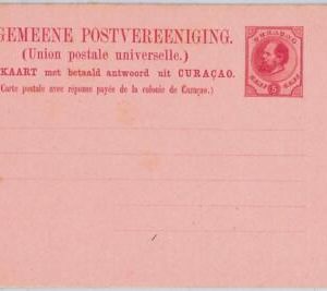 50812 - CURACAO Curaçao - Double STATIONERY CARD H & G # 8 Shifted Printing